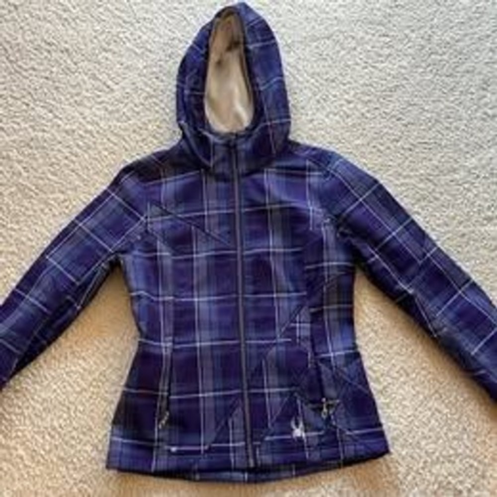 New Spyder Purple Plaid Ski Snow Board Winter Jacket Women S (Fits Like XS)